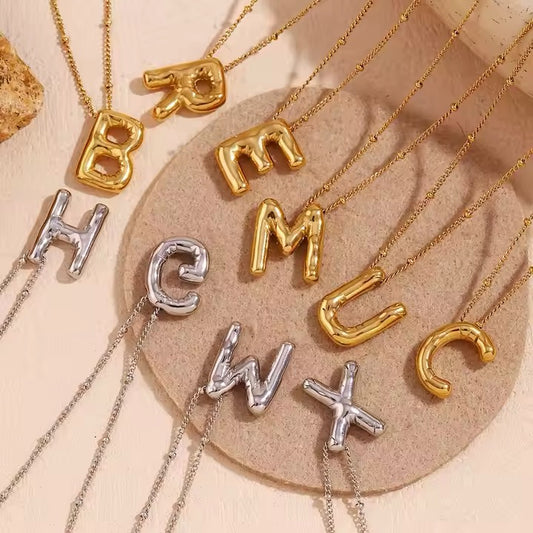 Chunky Alphabet Balloon Pendant Necklace