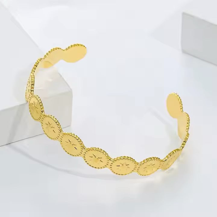 Star Token Cuff Bangle Bracelet