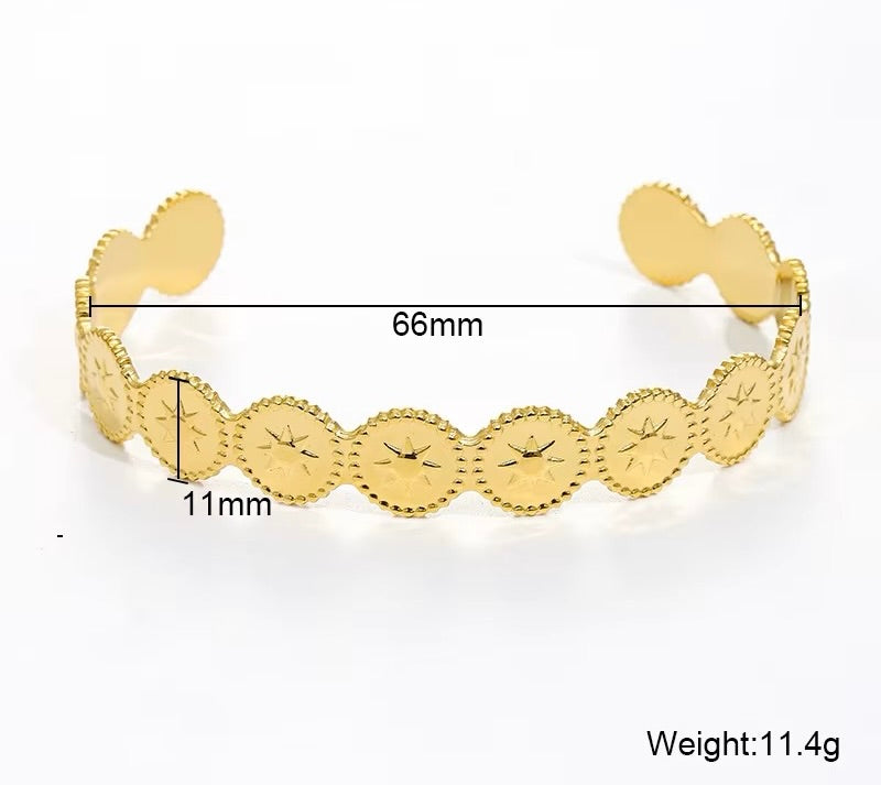 Star Token Cuff Bangle Bracelet