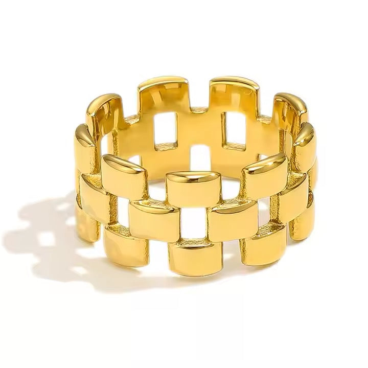 Gilded Grid Ring