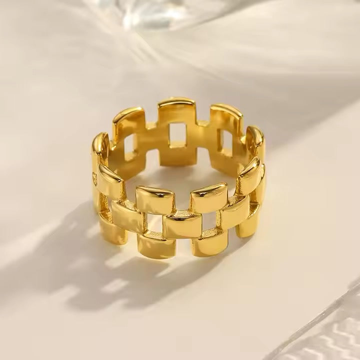 Gilded Grid Ring