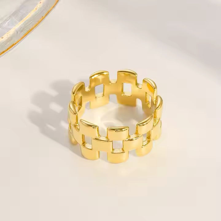 Gilded Grid Ring