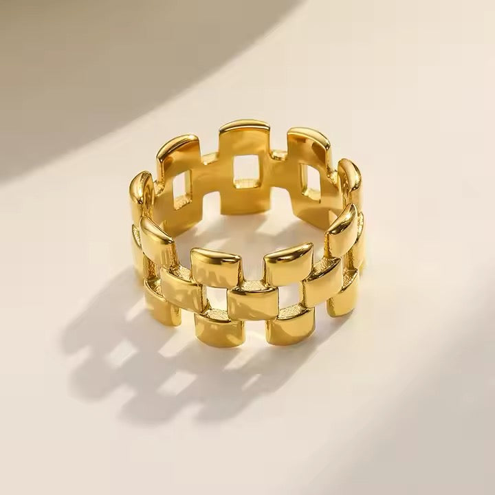Gilded Grid Ring