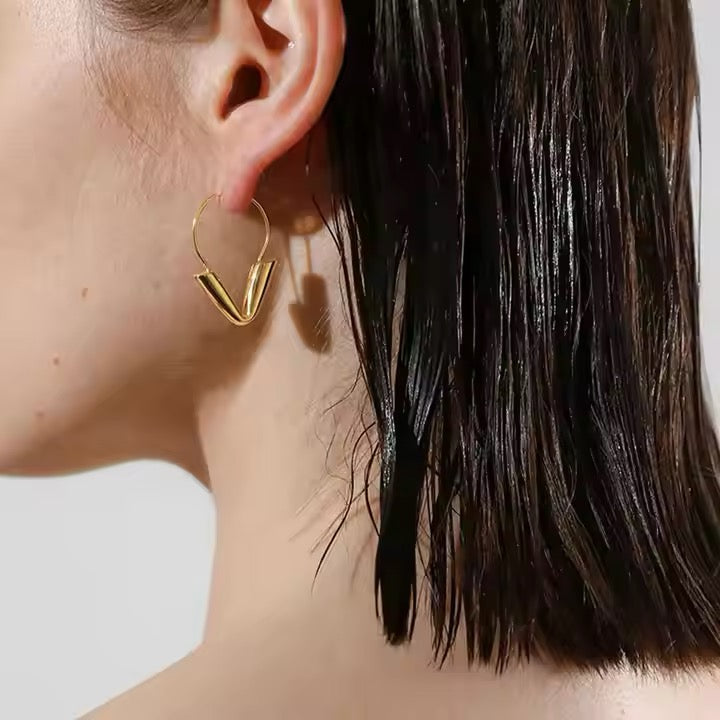 V Shaped Hoop Earrings