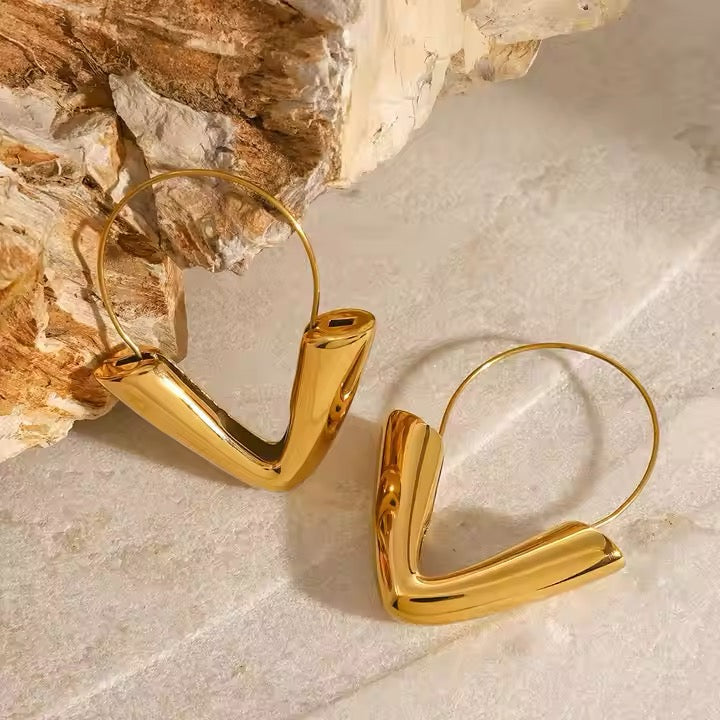 V Shaped Hoop Earrings