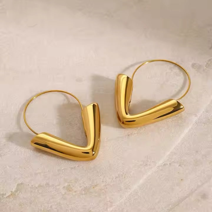 V Shaped Hoop Earrings