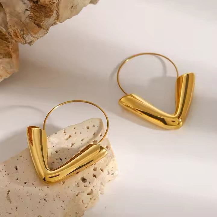 V Shaped Hoop Earrings