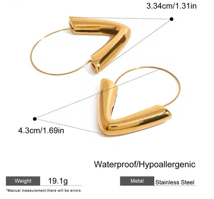 V Shaped Hoop Earrings
