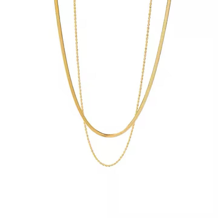 Flat Herringbone Snake Chain Necklace