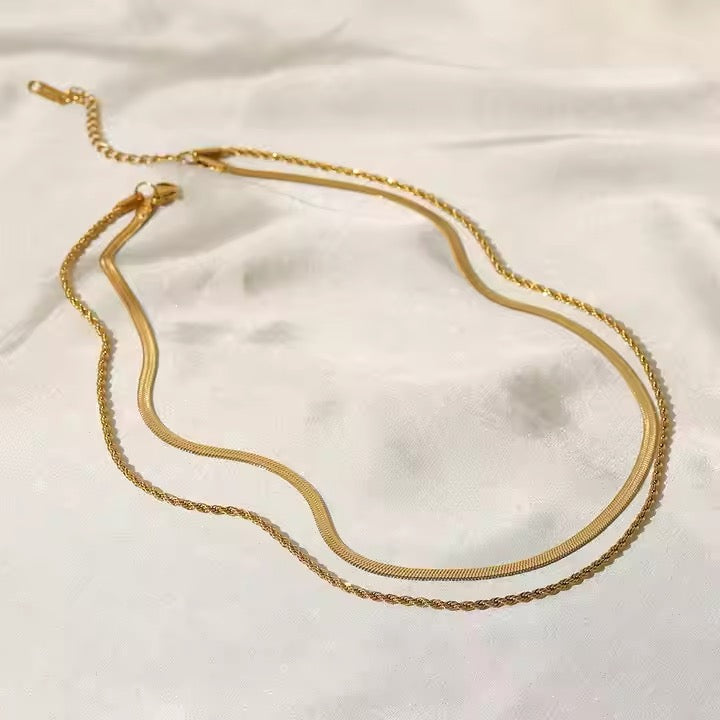 Flat Herringbone Snake Chain Necklace