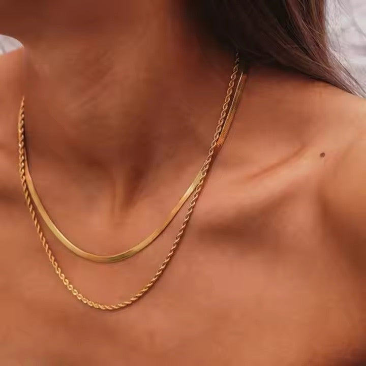 Flat Herringbone Snake Chain Necklace