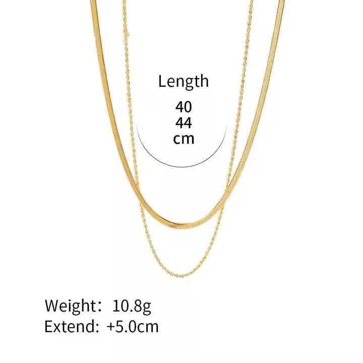 Flat Herringbone Snake Chain Necklace