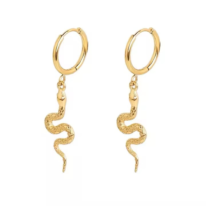 Snake Drop Hoop Earrings