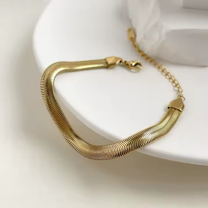 Thick Herringbone Snake Chain Bracelet