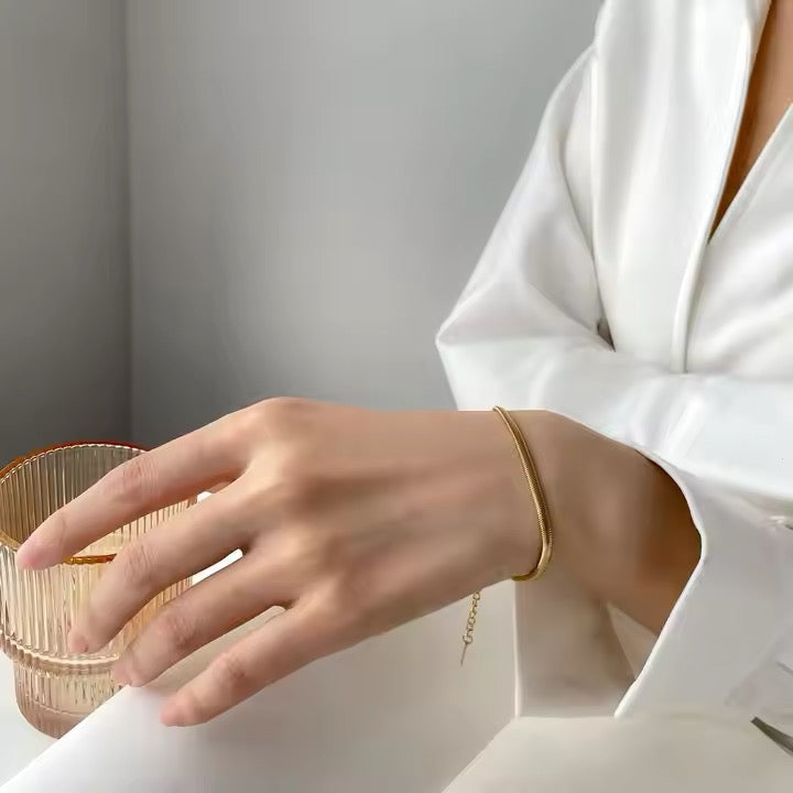 Thick Herringbone Snake Chain Bracelet