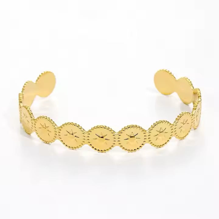 Star Token Cuff Bangle Bracelet
