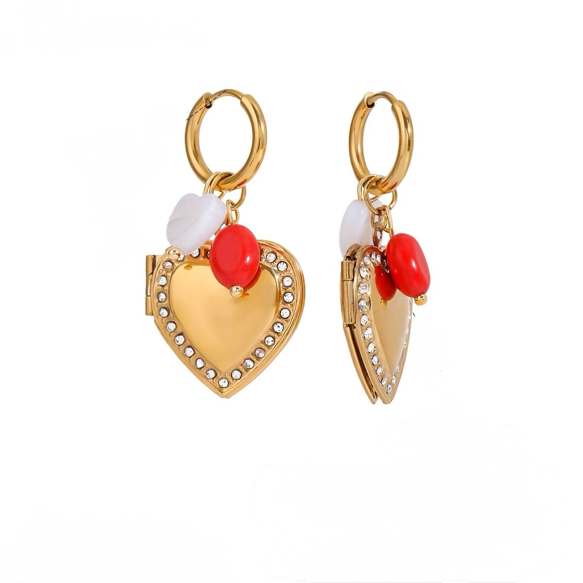 Heart Drop Charm Earrings