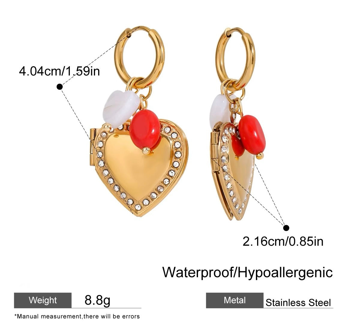 Heart Drop Charm Earrings