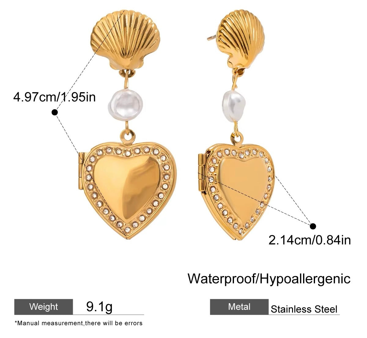 Heart Drop Charm Earrings