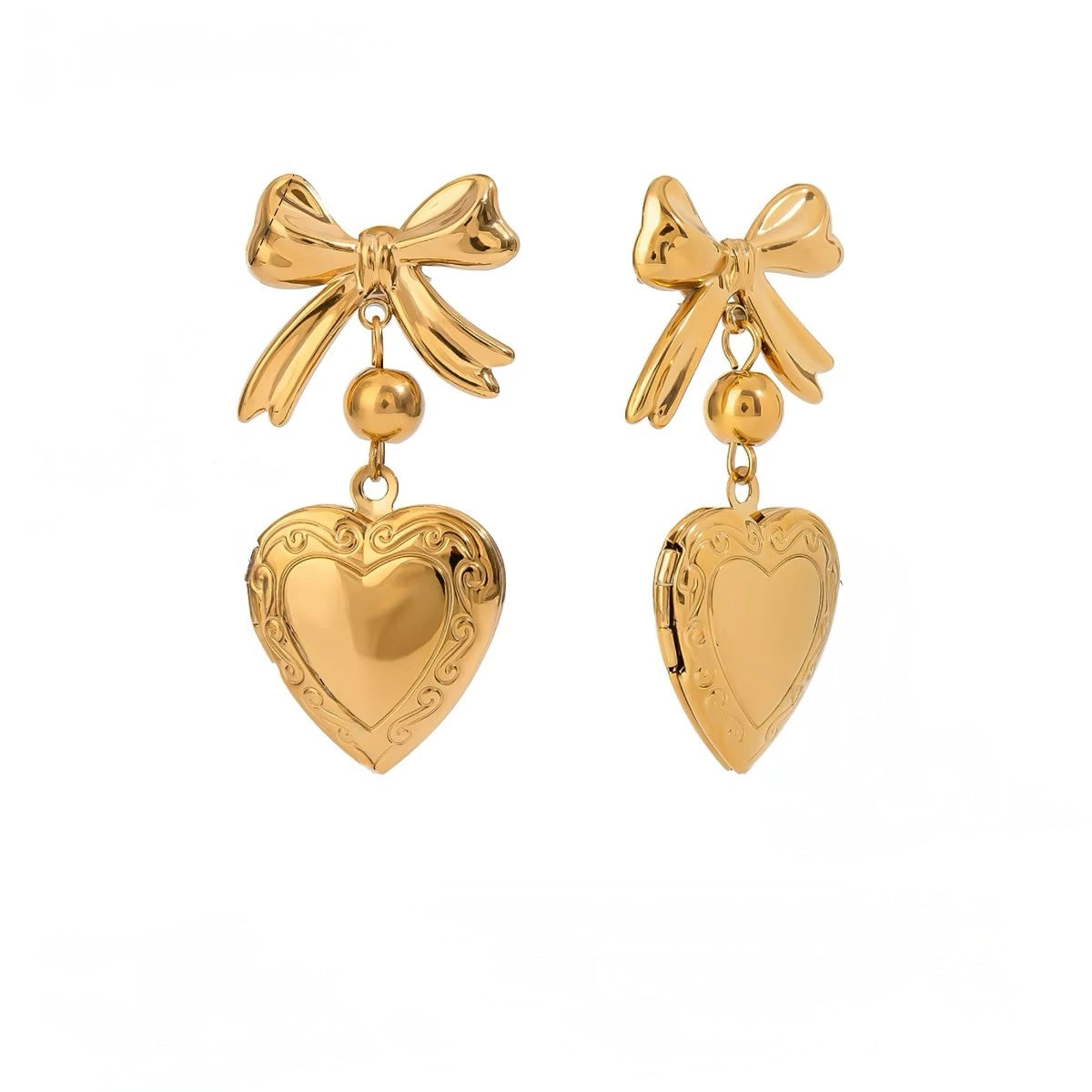 Heart Drop Charm Earrings